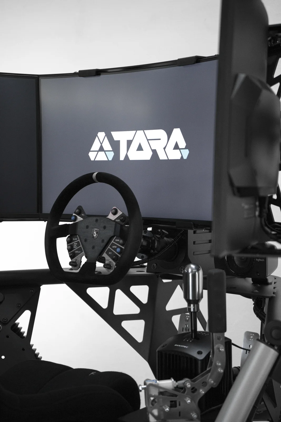 TORQ EVO 2 cockpit — wheel, sequential shifter and handbrake